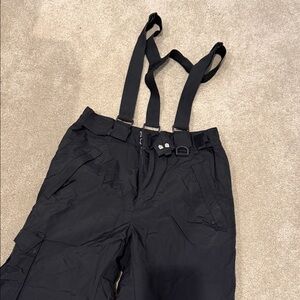 Unisex Black Snow Pants with Suspenders